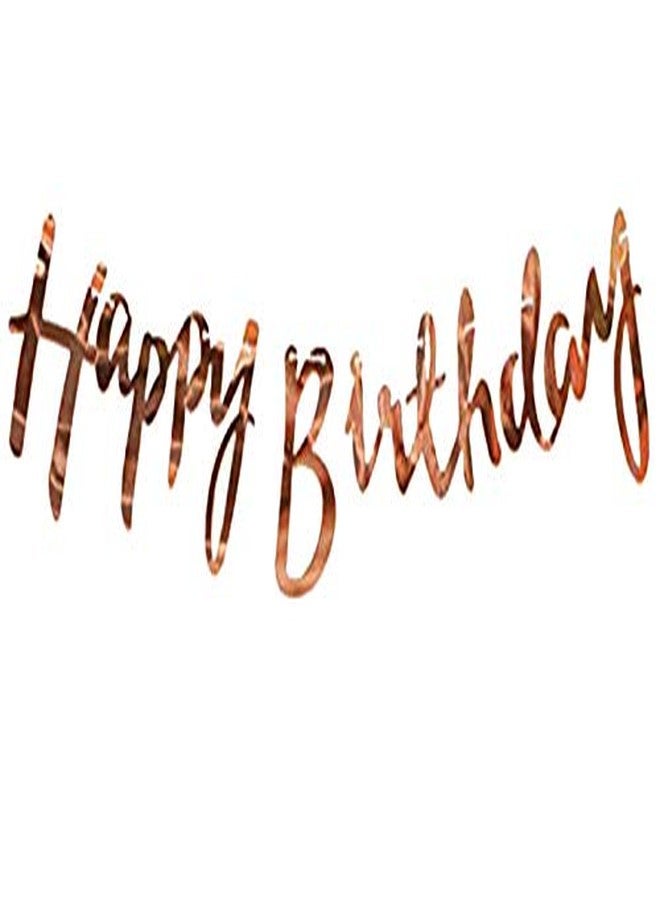 SOI Happy Birthday Toy Banner Bunting Metallic Cursive Design Set (Rose Gold Bunting) - Image 3